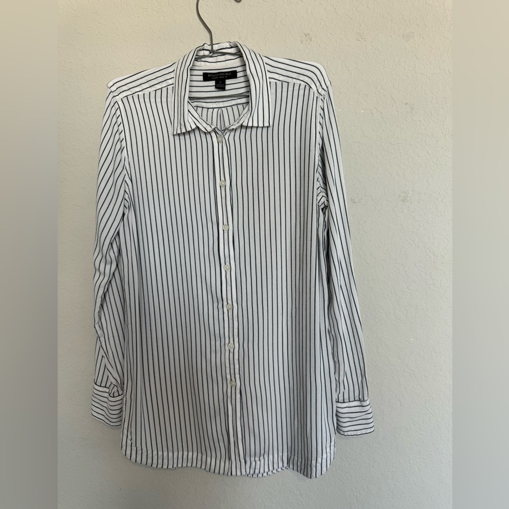 Banana Republic Parker tunic fit striped long sleeve button down Sz S